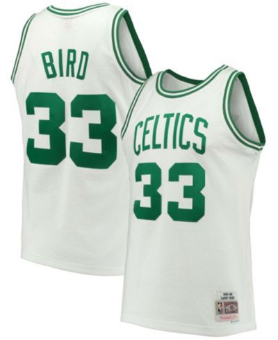 Мужская джерси Larry Bird White Boston Celtics 1985-86 Hardwood Classics Swingman