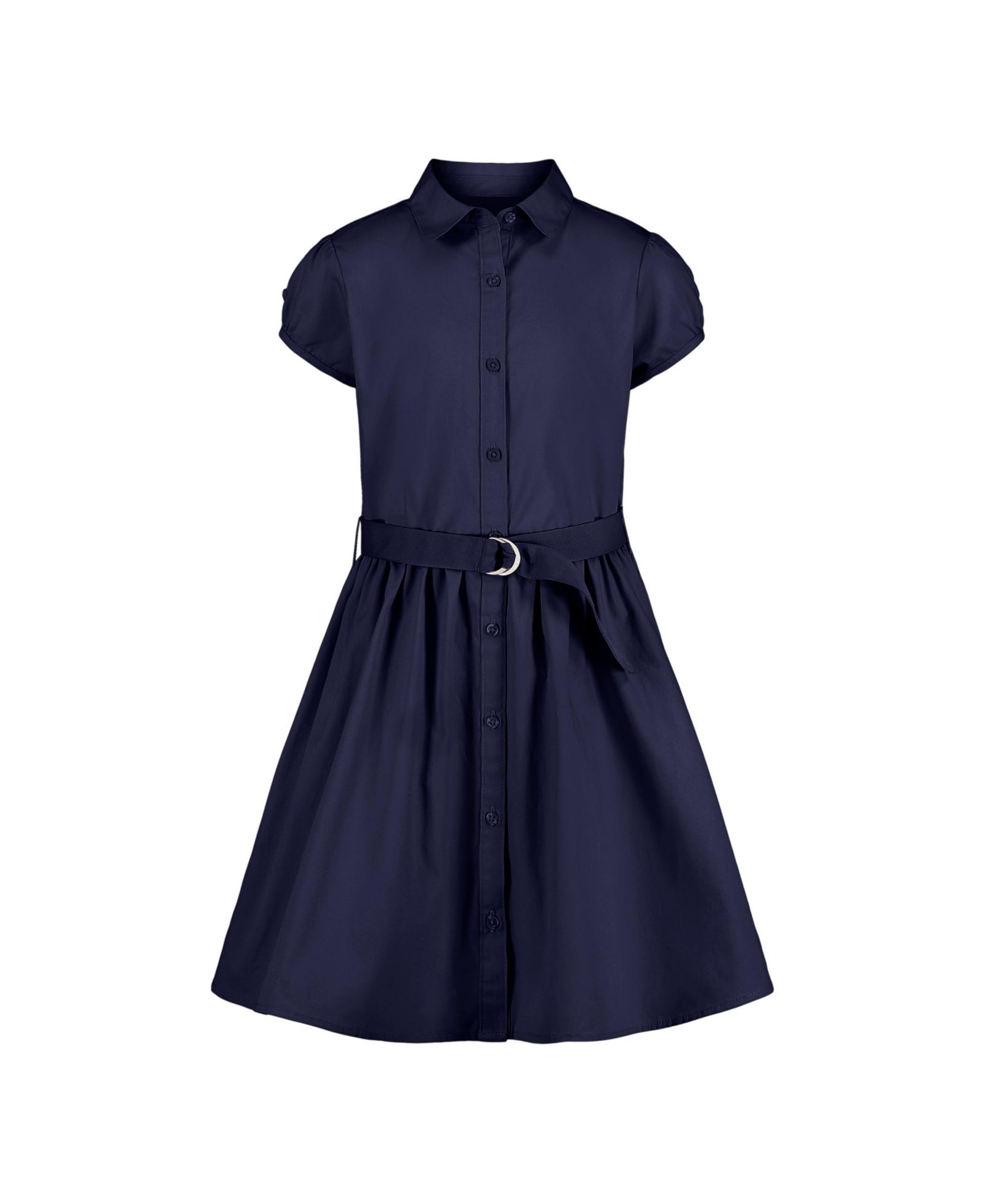 Nautica Big Girls Uniform Belted Poplin Shirt Dress