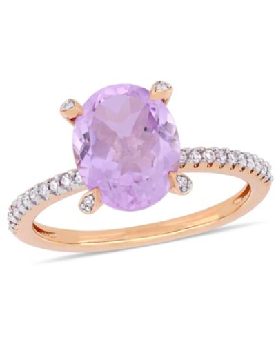 Кольцо с розовым аметистом (2-3/8 ct.t.w.) и бриллиантом (1/10 ct.t.w.) в розовом золоте 10k