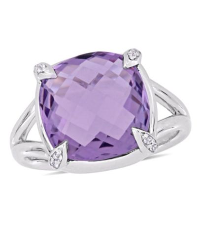 Коктейльное кольцо Macy's Amethyst (7-3/4 ct.t.w.) and White Topaz (1/20 ct.t.w.) Split Shank в Sterling Silver