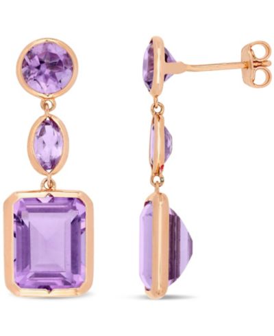 Серьги-звенья Pink Amethyst (11-1/2 ct. t.w.) в 18k Rose Gold over Sterling Silver