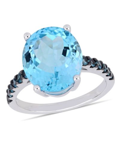 Кольцо с голубым топазом (10-1/2 ct.t.w.) в стерлинговом серебре