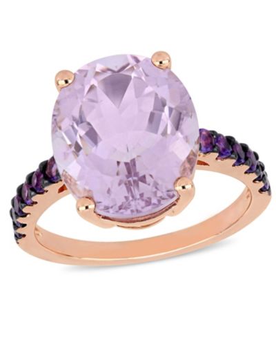 Кольцо с розовым аметистом (7-7/8 ct.t.w.) в оправе из 18k Rose Gold и стерлингового серебра