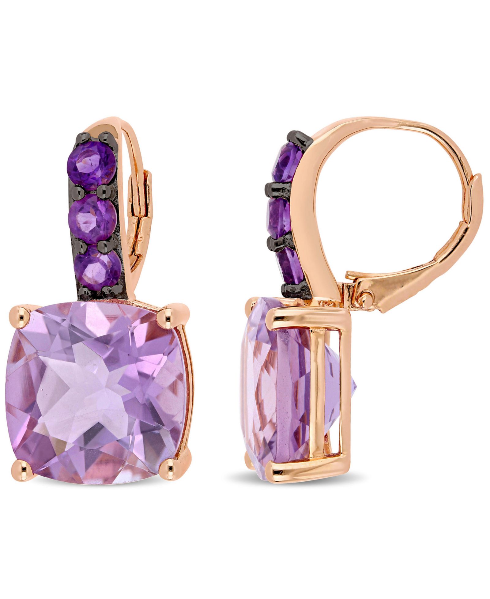 Серьги-капли с розовым аметистом (15-1/2 ct. t.w.) в 18k Rose Gold и стерлинговом серебре