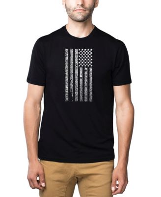 LA Pop Art Men's Cotton/Poly Blend Word Art T-Shirt - USA Flag Anthem