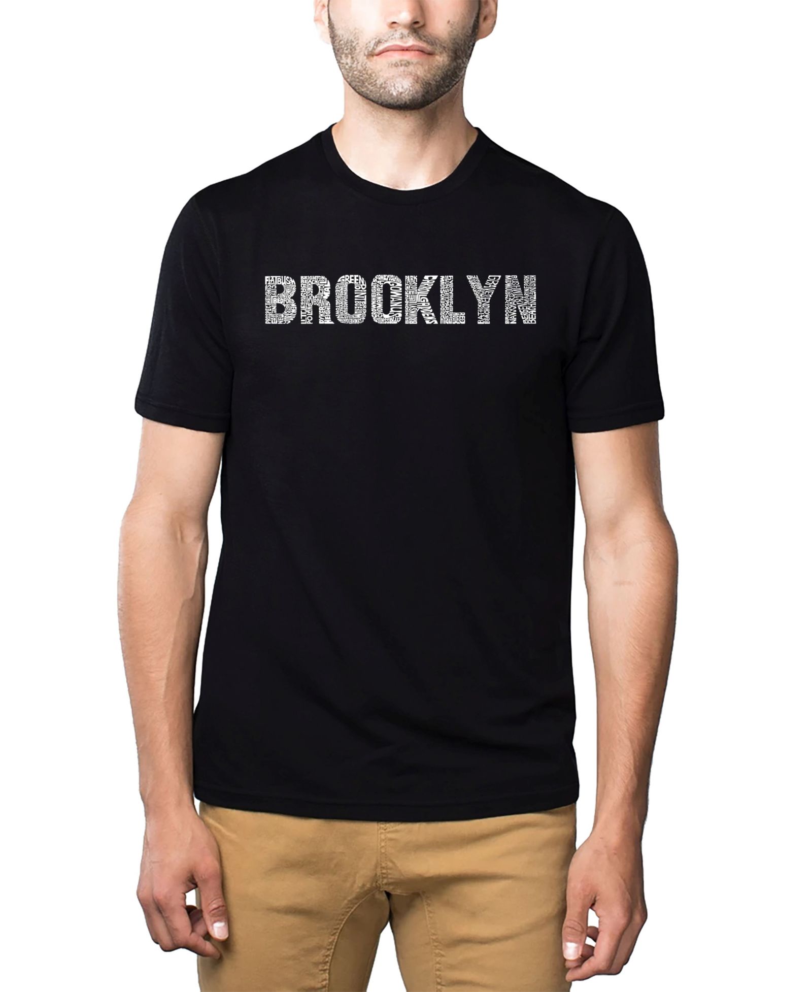 Мужская футболка LA Pop Art Cotton/Poly Blend Word Art Brooklyn Neighborhoods