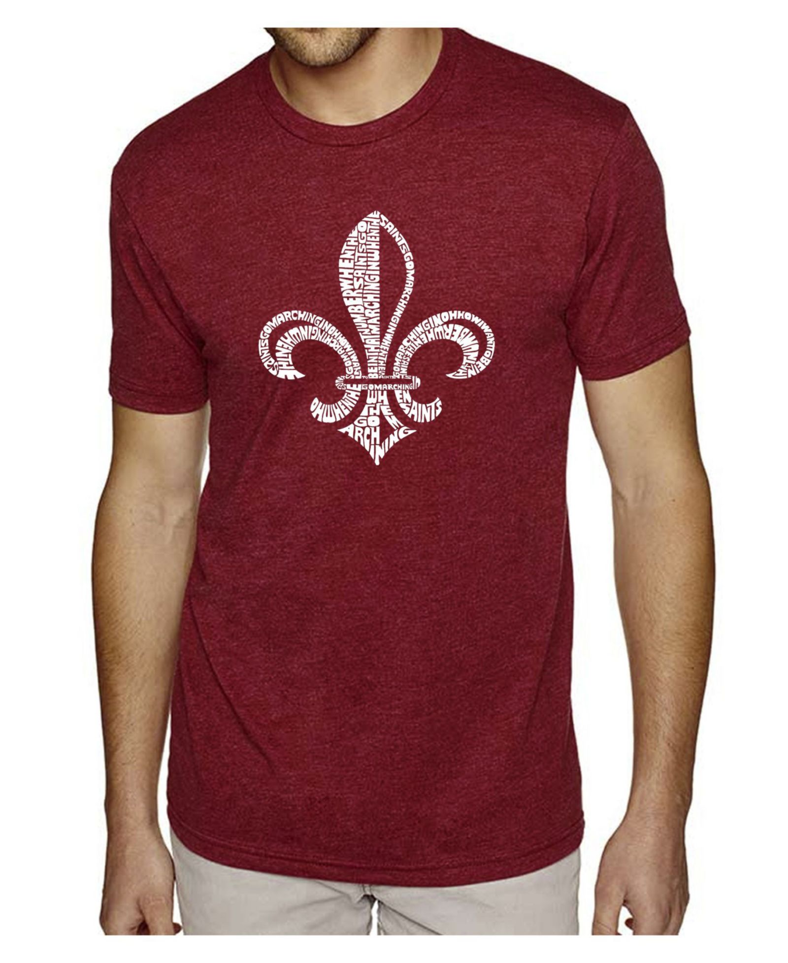 LA Pop Art Men's Cotton/Poly Blend Word Art T-Shirt - When the Saints Go Marching In