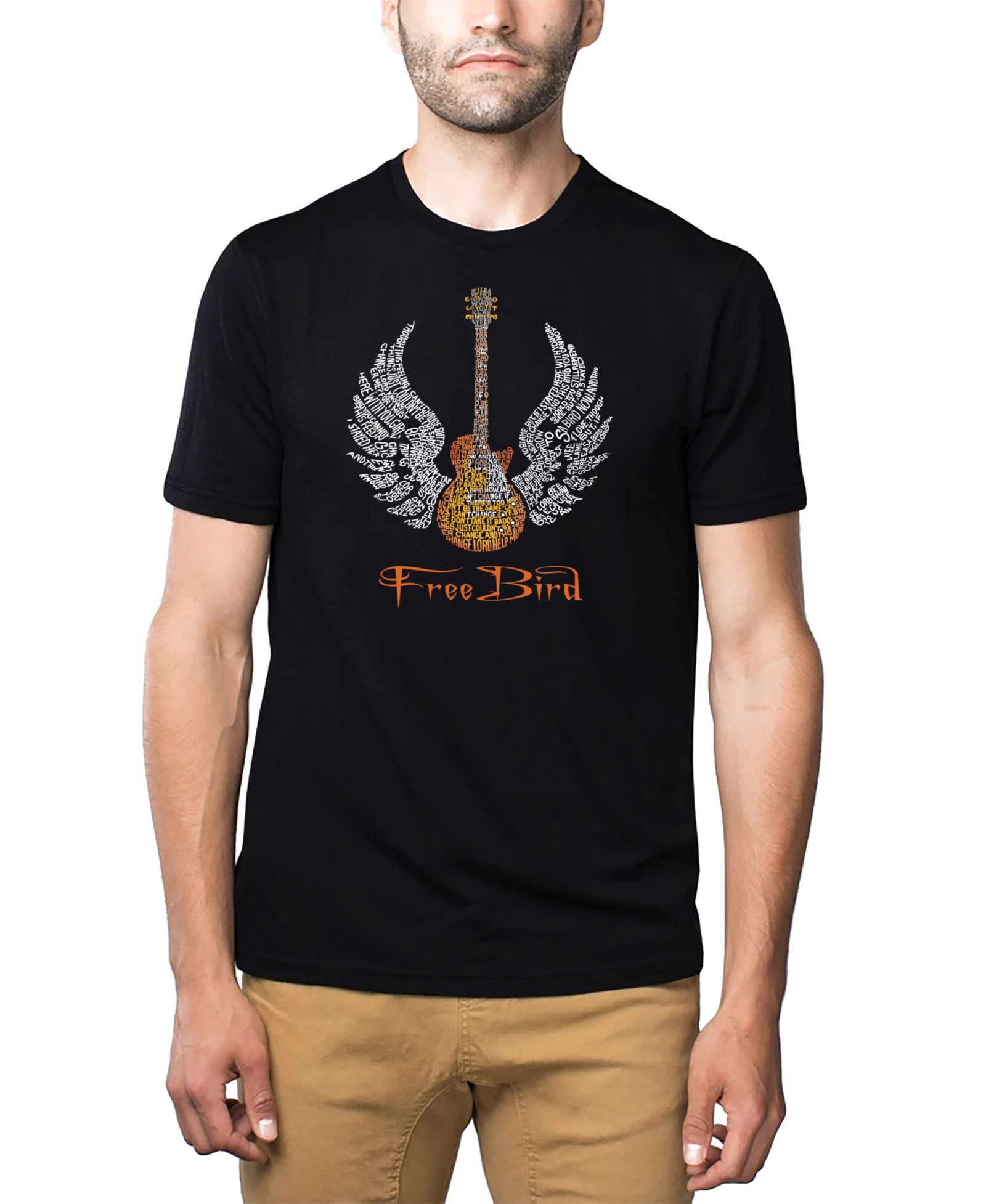 LA Pop Art Men's Cotton/Poly Blend Word Art T-Shirt - Lyrics to Freebird