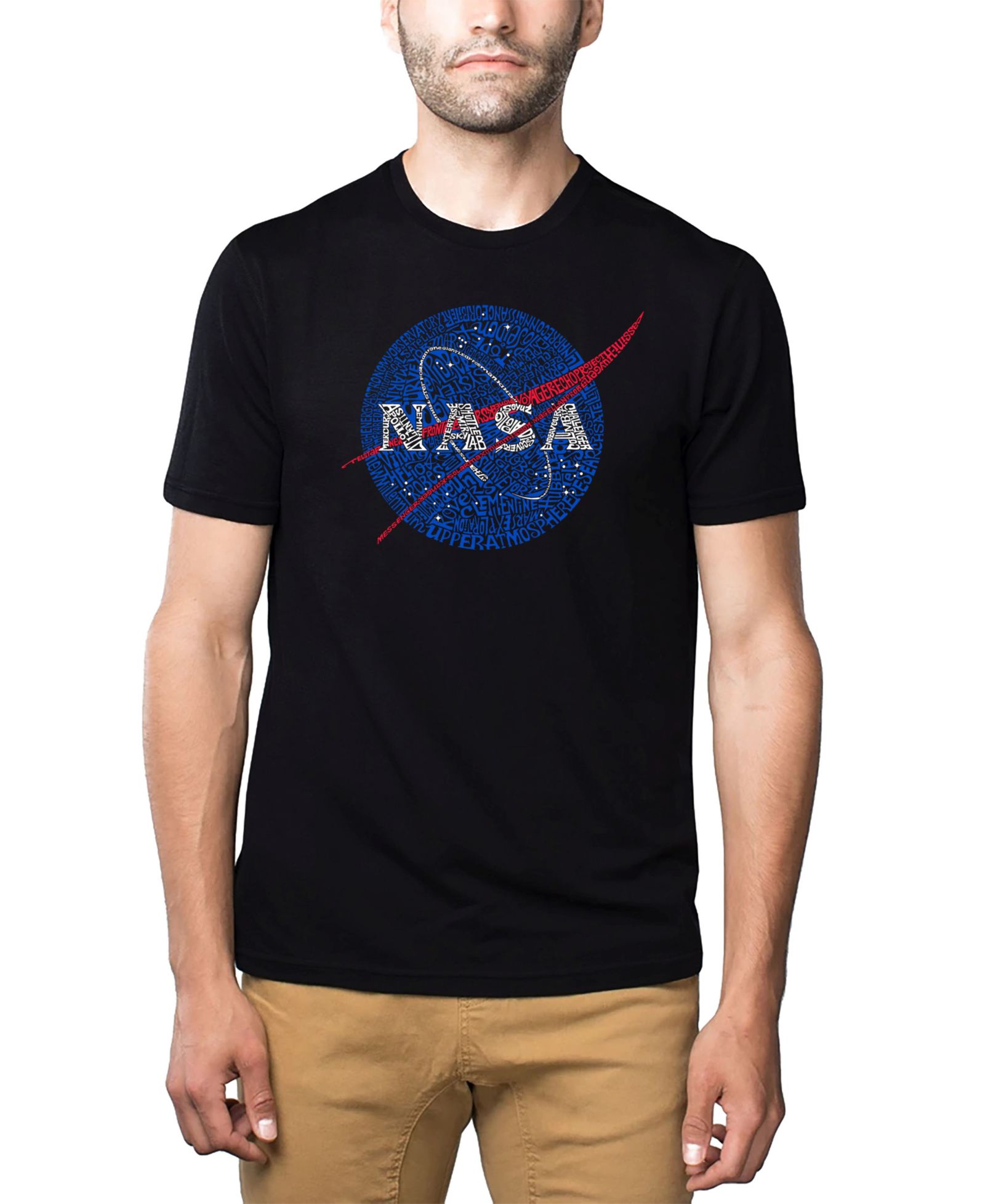 Мужская футболка LA Pop Art Cotton/Poly Blend Word Art - Nasa Logo