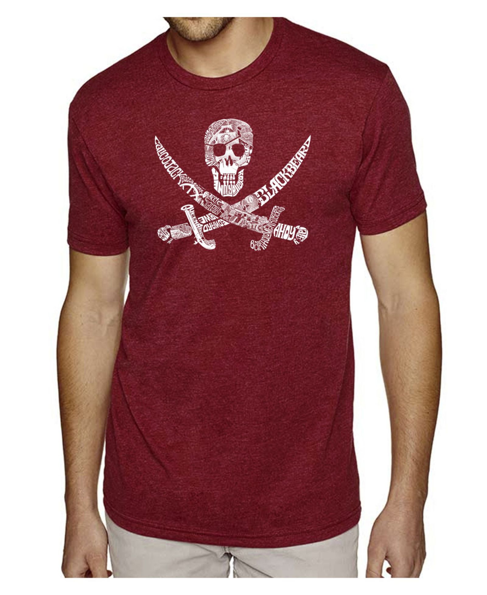 LA Pop Art Men's Cotton/Poly Blend Word Art T-Shirt - Pirate