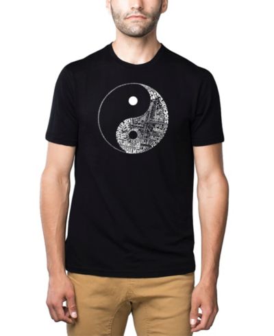 LA Pop Art Men's Cotton/Poly Blend Word Art T-Shirt - Yin Yang
