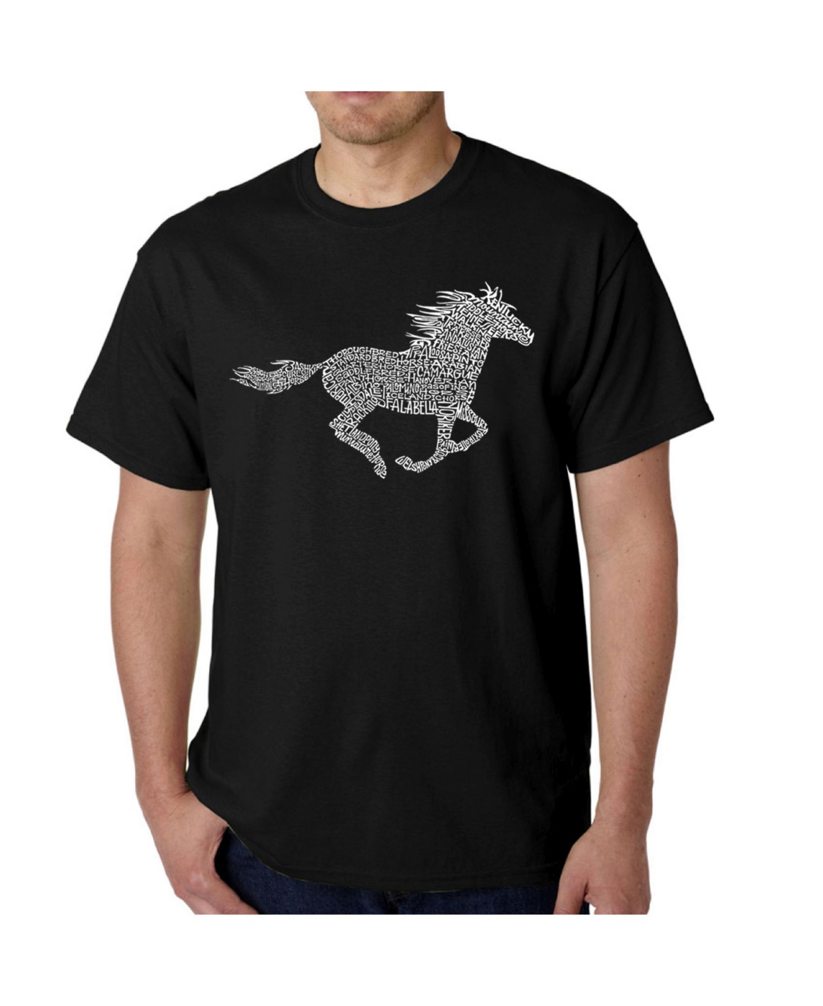 LA Pop Art Mens Word Art T-Shirt - Mustang