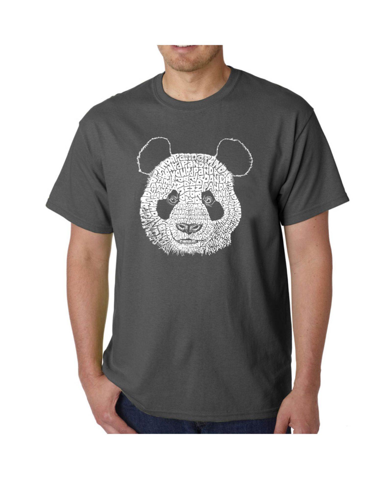 LA Pop Art Mens Word Art T-Shirt - Panda Head