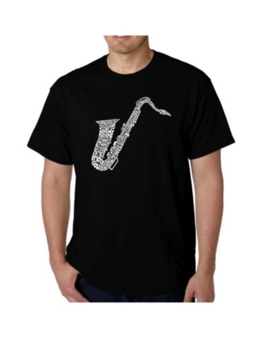 LA Pop Art Mens Word Art T-Shirt - Saxaphone