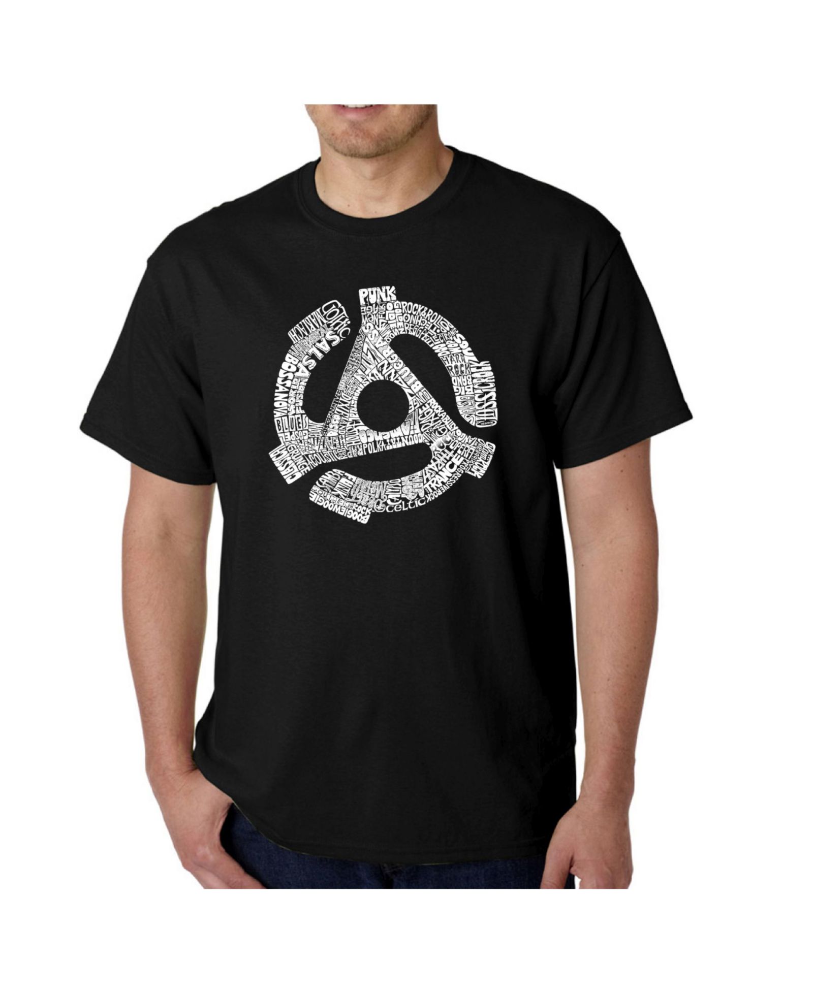 LA Pop Art Mens Word Art T-Shirt - Record Adapter