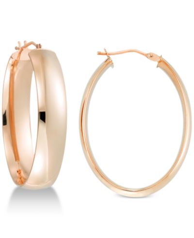 Серьги-кольца Italian Gold Polished Oval в 14k Gold