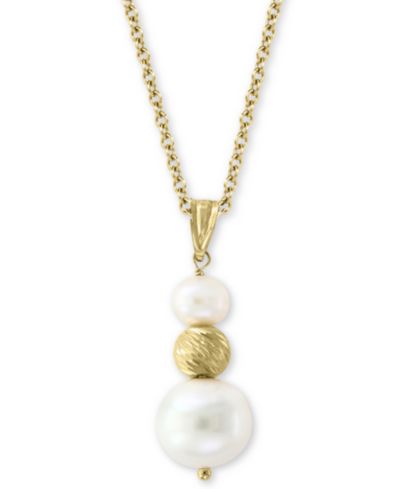 Подвеска EFFY® Cultured Freshwater Pearl (5-1/2 & 10mm) 18" в 14k Gold