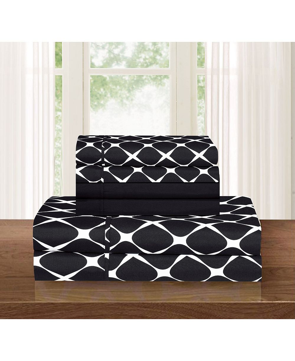 Комплект из 6-ти простыней Elegant Comfort Geometric Printed Microfiber, Full