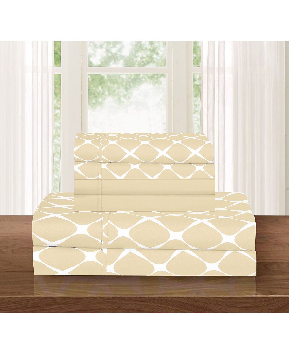 Elegant Comfort Geometric Printed Microfiber 6-Pc. Sheet Set, King