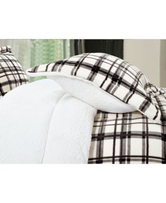 Комплект покрывала Elegant Comfort Plaid Micromink/Sherpa Reversible 3-Pc. King/California King