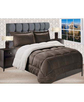 Elegant Comfort Micromink/Sherpa Reversible Down Alternative Microsuede 2-Pc. Comforter Sets, King