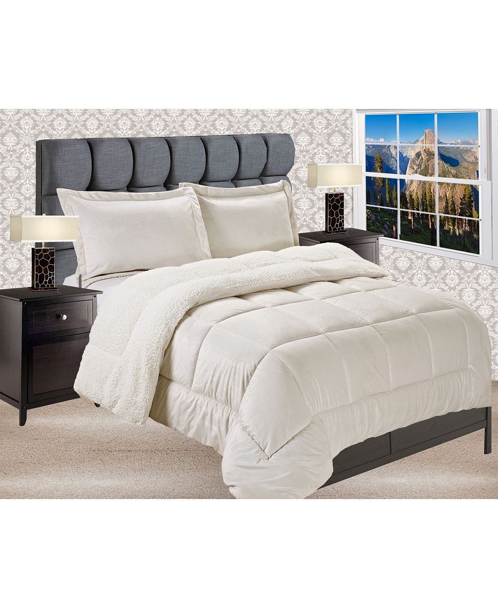 Elegant Comfort Micromink/Sherpa Reversible Down Alternative Microsuede 2-Pc. Comforter Sets, Queen
