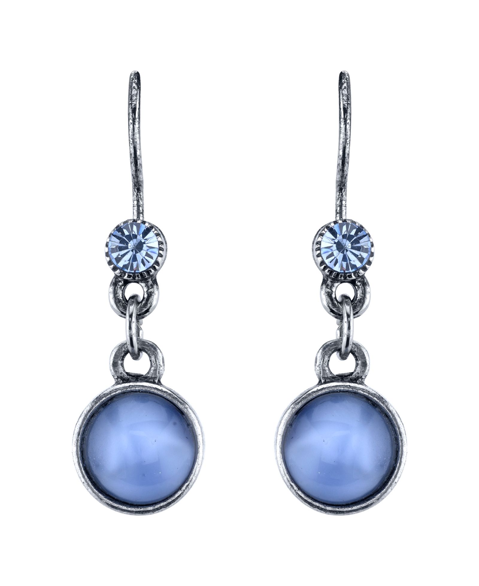 Серьги-подвески 2028 Pewter Tone Lt. Blue Moonstone Drop