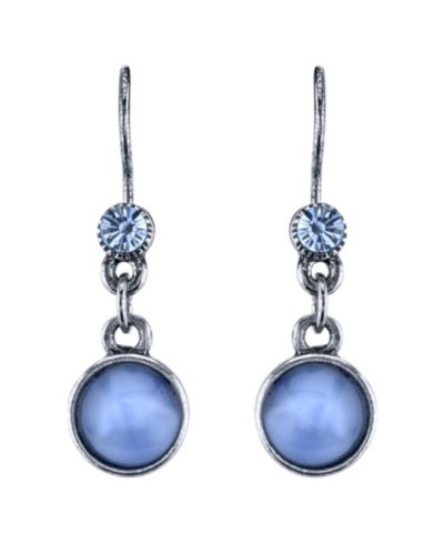 2028 Pewter Tone Lt. Blue Moonstone Drop Earrings