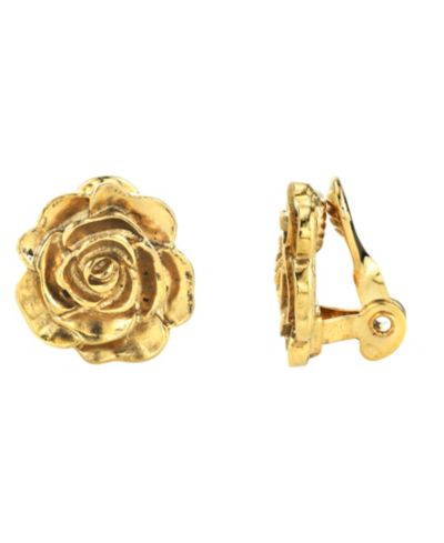 Серьги-клипсы 2028 14K Gold-Dipped Flower Button