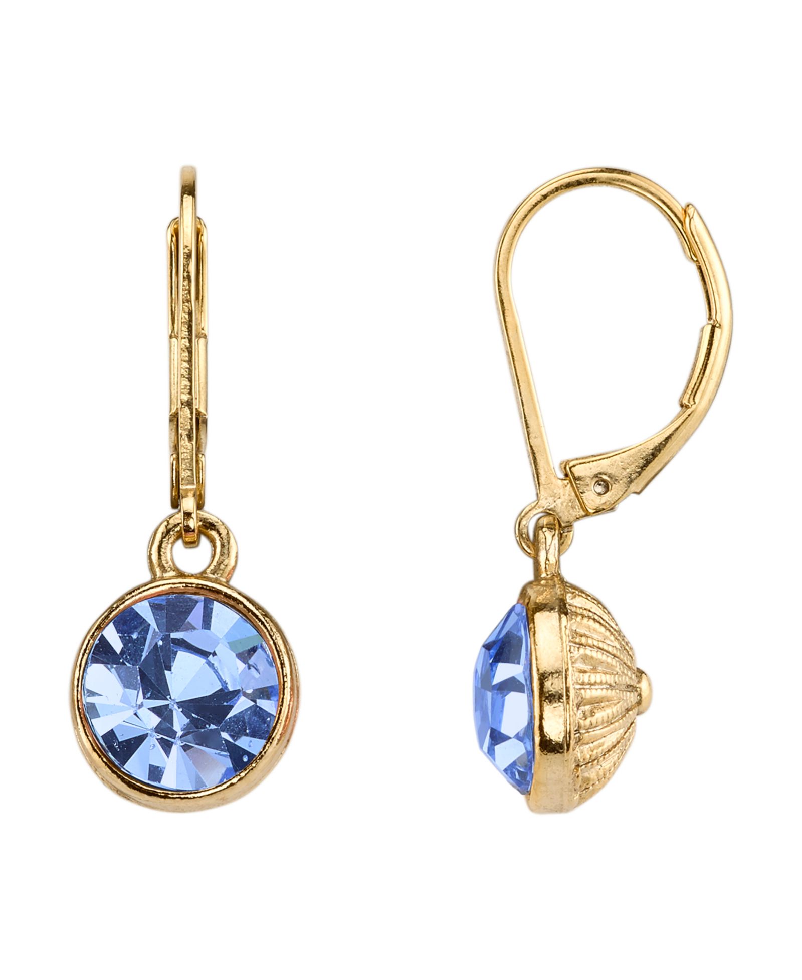 Серьги-подвески 2028 с каплей из сапфира и золотым напылением 14K