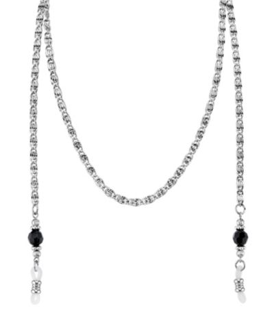 2028 Держатель для очков с цепочкой из черных бусин Silver-Tone 30"