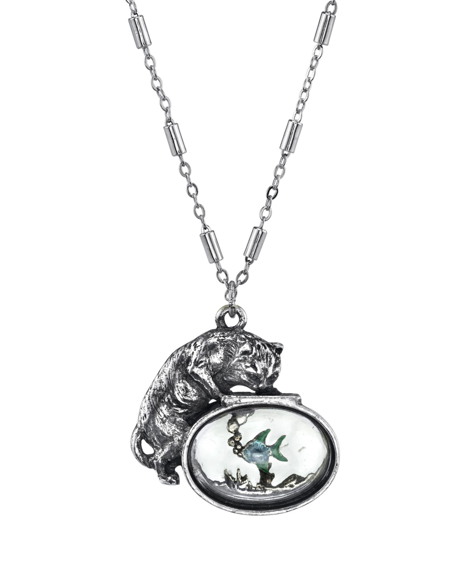 Ожерелье 2028 Pewter Cat с синей эмалью