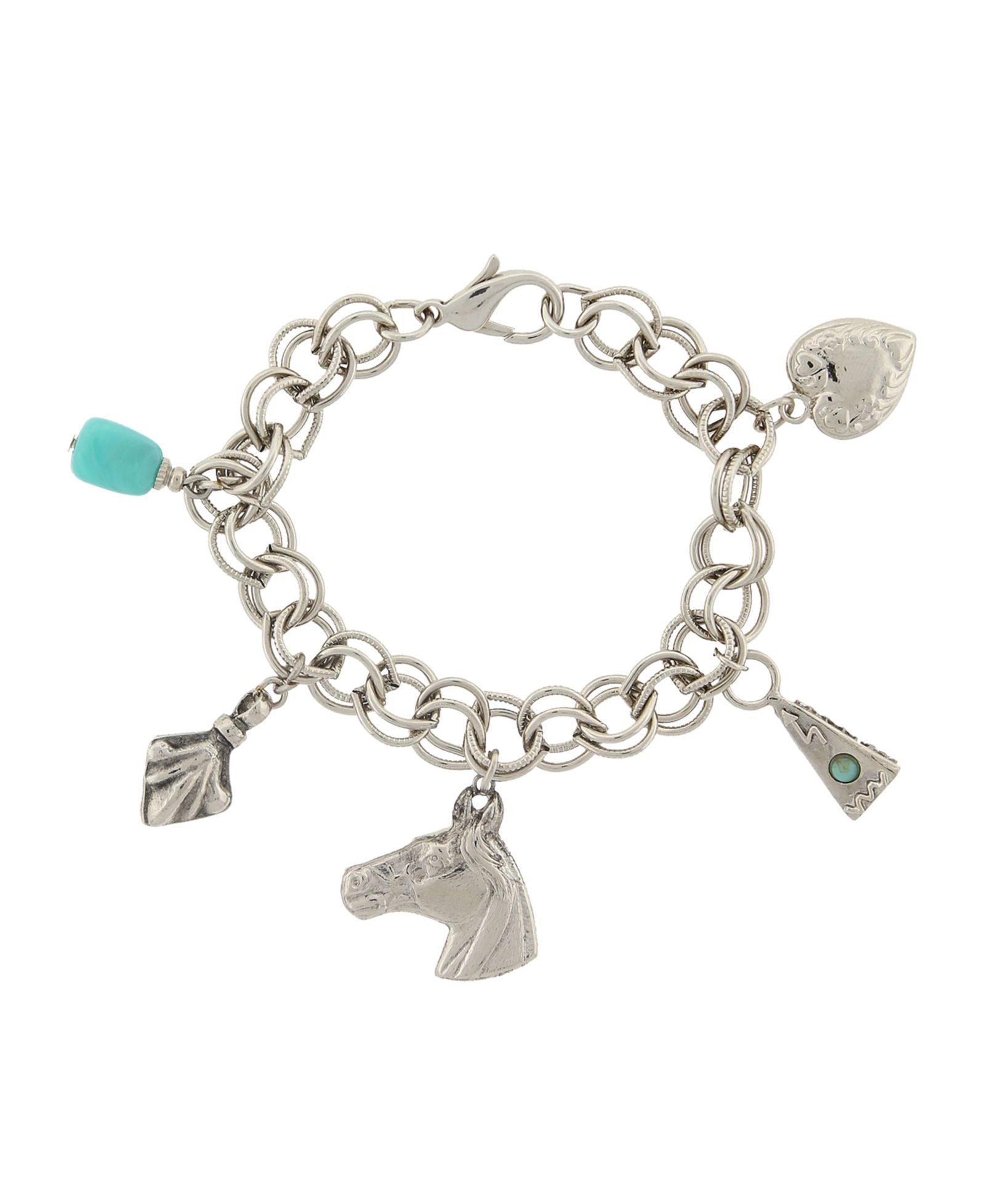 Браслет 2028 Silver-Tone Turquoise Color Accents and Multi-Charm