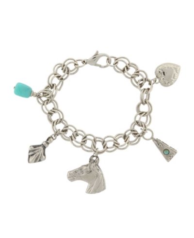 Браслет 2028 Silver-Tone Turquoise Color Accents and Multi-Charm