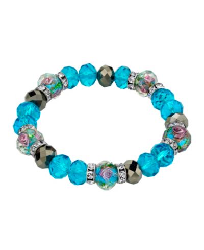 2028 серебристый браслет с кристаллами и цветами Aqua Pink