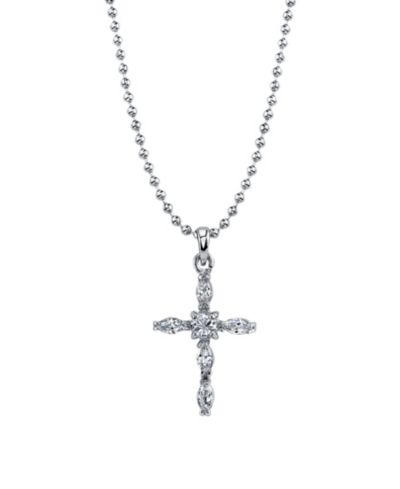 Подвеска Symbols Of Faith Cross Pendant Necklace, серебристого цвета, 16" регулируемая