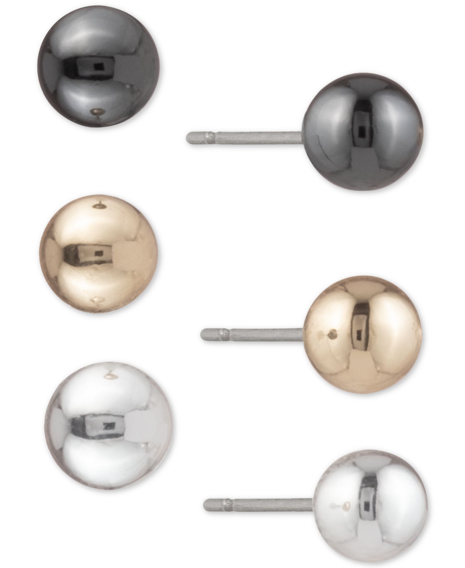 Серьги-гвоздики DKNY Tri-Tone 3-Pc. Set Ball Stud Earrings
