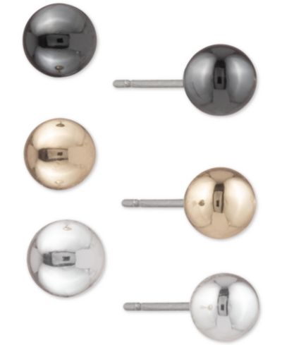 Серьги-гвоздики DKNY Tri-Tone 3-Pc. Set Ball Stud Earrings