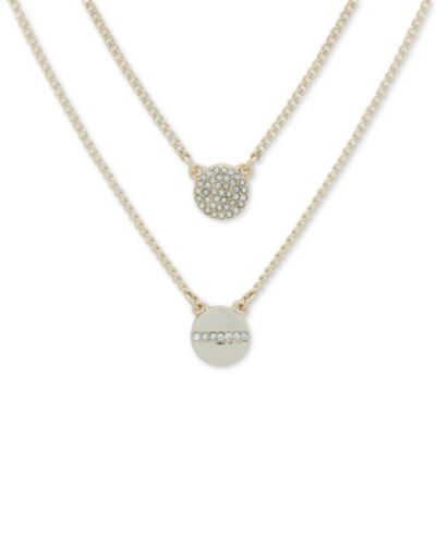 DKNY Gold-Tone Crystal Pendant Two-Row Necklace, 16" + 3' extender