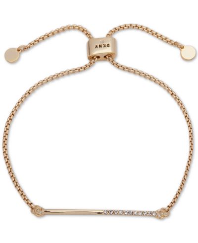 Браслет DKNY Gold-Tone Half-Pavé Bar Slider