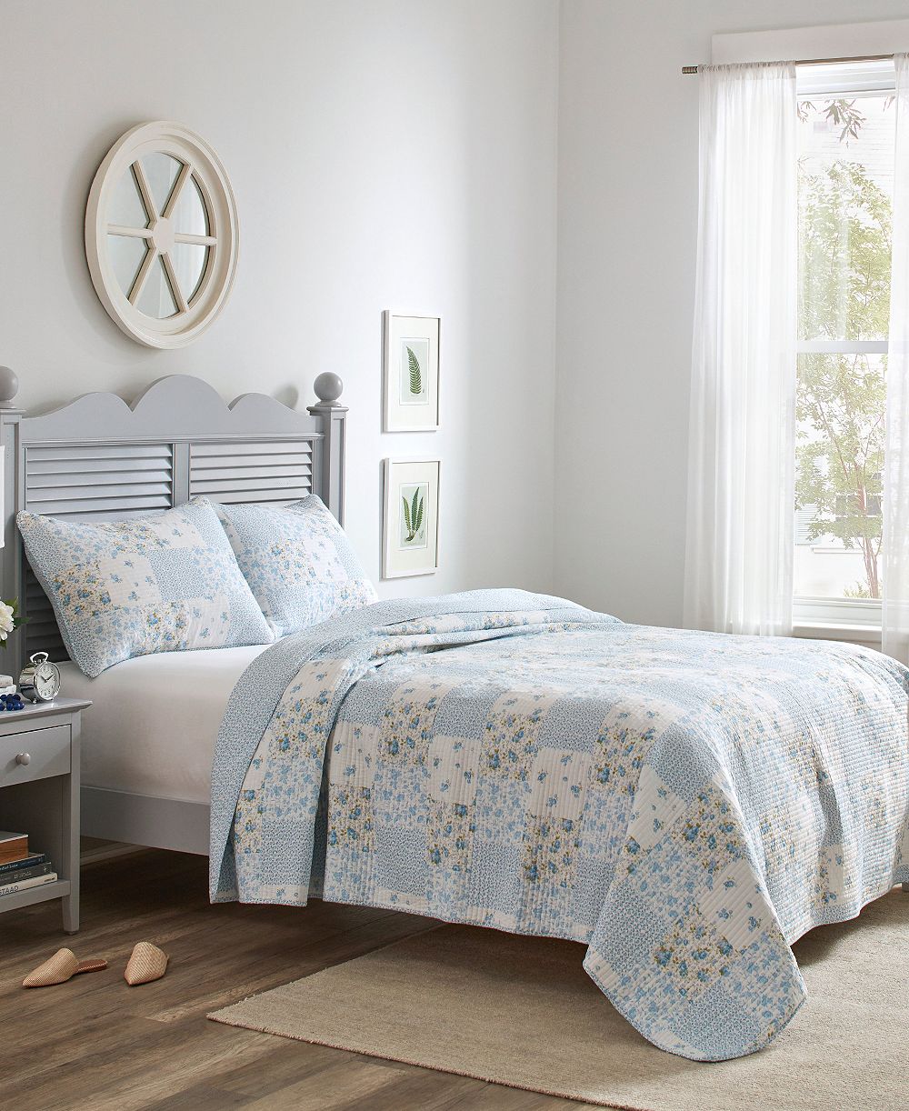 Laura Ashley Kenna хлопковый двусторонний набор из 2 стеганых одеял, Twin