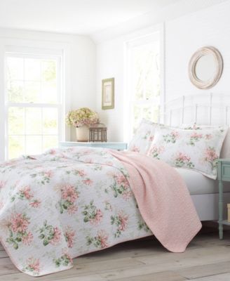 Laura Ashley Honeysuckle Cotton Reversible 2-Pc. Quilt Set, Twin