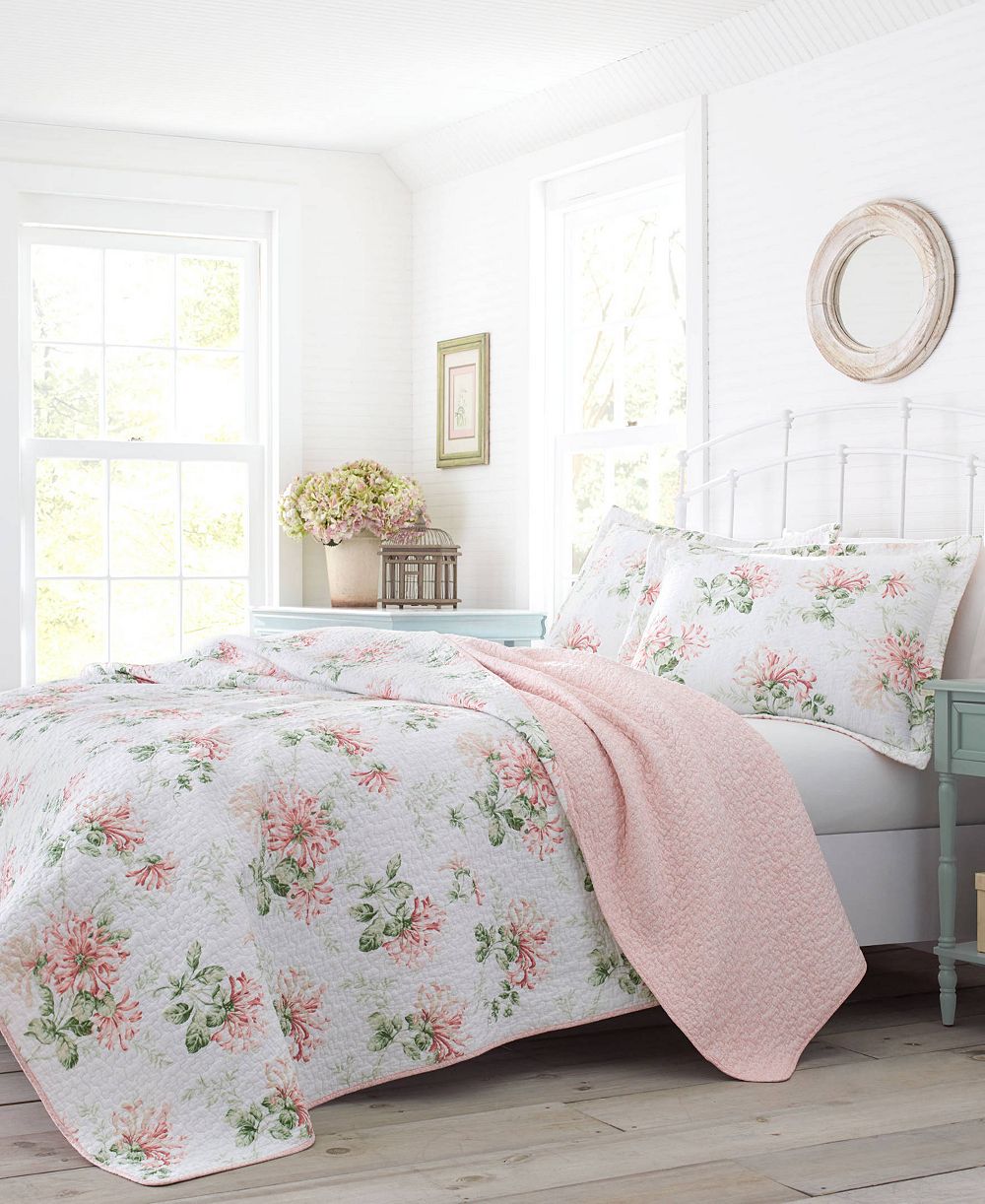 Комплект из 3 стеганых одеял Laura Ashley Honeysuckle Cotton, King