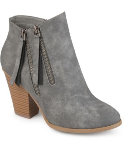 Journee Collection Women's Vally Double Zipper Stacked Heel Ankle Booties