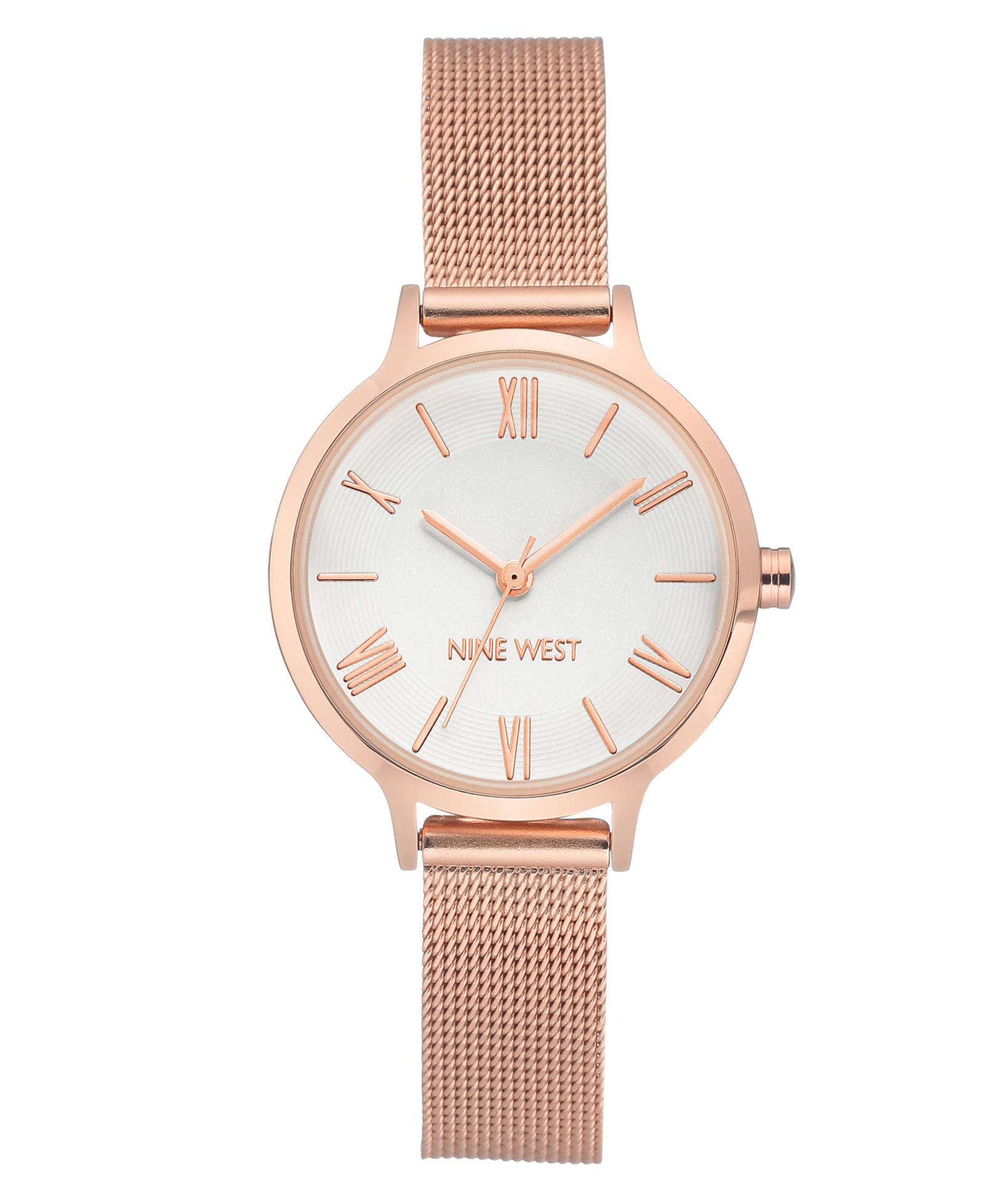 Женские часы Nine West Quartz Rose Gold-Tone Stainless Steel Mesh Band, 31mm