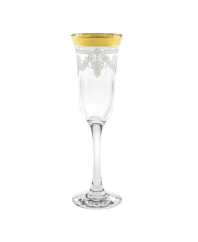Lorren Home Trends Gold Banded Flute Glasses, Set of 6