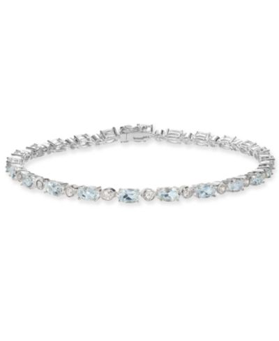 Blue Topaz (8 ct. t.w.) & White Topaz (7/8 ct. t.w.) Tennis Bracelet in Sterling Silver (Also Available In Aquamarine, Peridot and Opal)