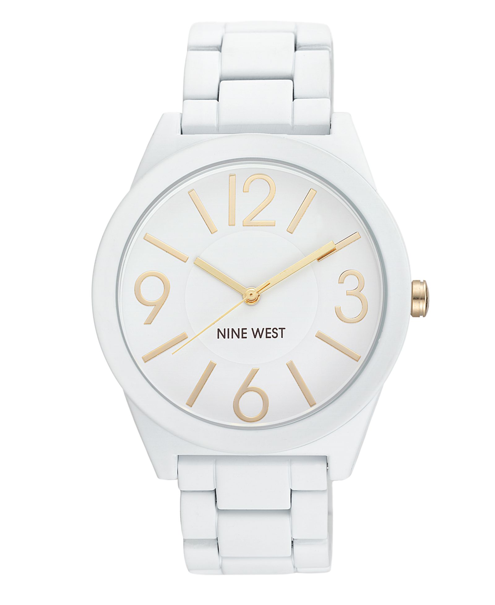 Nine West Женские кварцевые часы White Alloy Link, 42mm