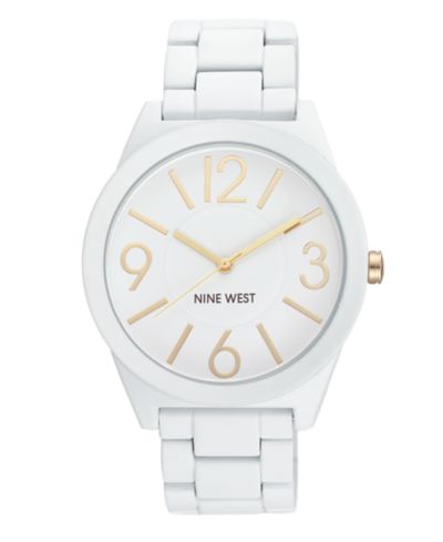 Nine West Женские кварцевые часы White Alloy Link, 42mm