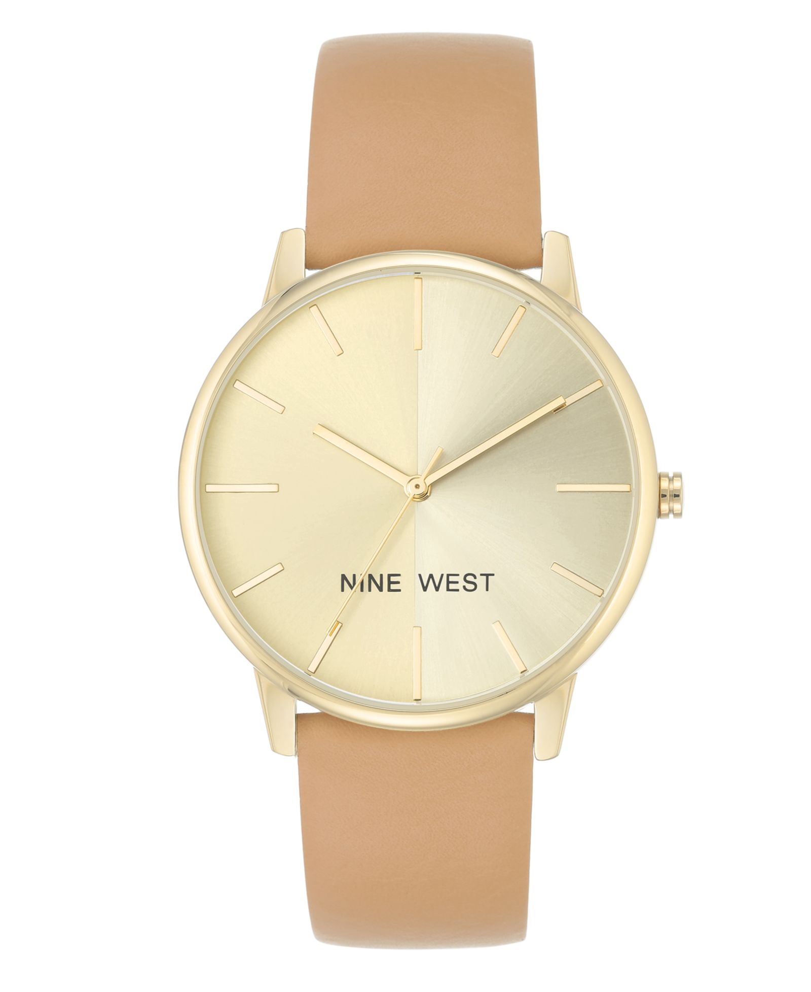 Женские кварцевые часы Nine West Light Brown с ремешком из искусственной кожи, 40mm